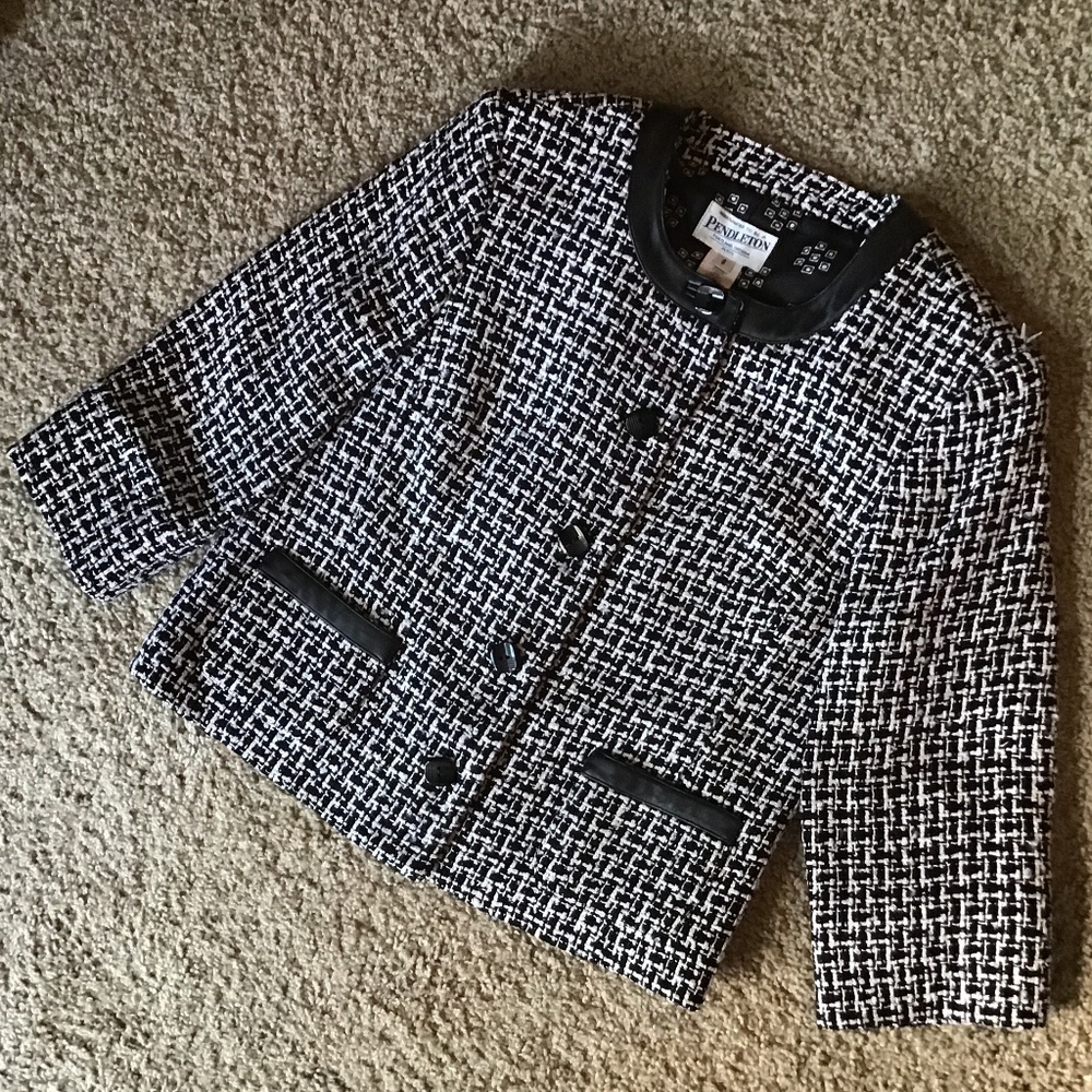 Pendleton leather and silk suit coat fully lined - Picture 1 of 7